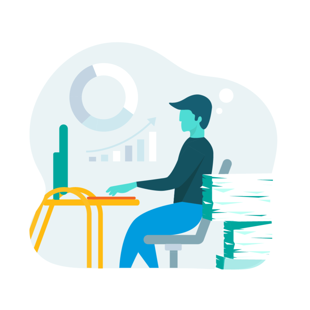 Illustration: man sitting in front of a computer